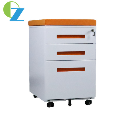 3 Drawer Slideway Mobile File Cabinet Rotating Assembled With Cushion