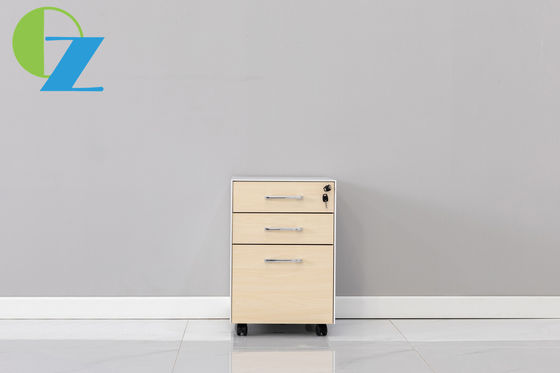 قاعدة ملف متحركة من الصلب 3 درج بحافة قوسية مع خزانة تخزين أمامية خشبية